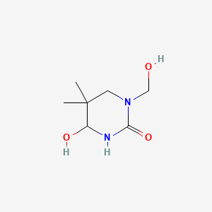 molecular formula C7H14N2O3 B12684856 Tetrahydro-4-hydroxy-1-(hydroxymethyl)-5,5-dimethyl-1H-pyrimidin-2-one CAS No. 79458-55-2