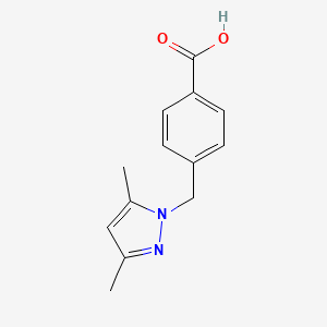 molecular formula C13H14N2O2 B1268488 4-[(3,5-Dimethyl-1H-pyrazol-1-yl)methyl]benzoic acid CAS No. 312531-87-6