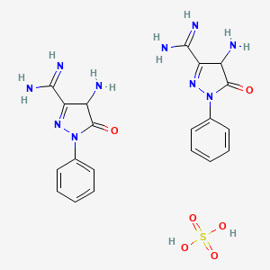 molecular formula C20H24N10O6S B12684906 Bis(4-amino-4,5-dihydro-5-oxo-1-phenyl-1H-pyrazole-3-carboxamidine) sulphate CAS No. 94200-80-3