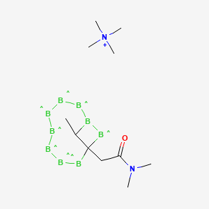 molecular formula C11H24B9N2O+ B12685027 Acetamide, N,N-dimethyl-2-(1-methyl-1,2-dicarbaundecaboran(11)-2-yl)-, tetramethylammonium salt CAS No. 59797-16-9