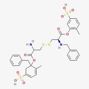 molecular formula C34H38N2O10S4 B12685072 O,O'-Dibenzyl-L-cystine bis(toluene-4-sulphonate) CAS No. 85006-27-5