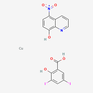 molecular formula C16H10CuI2N2O6 B12685099 (3,5-Diiodosalicylato)(5-nitro-8-quinolinolato)-, copper CAS No. 14040-02-9