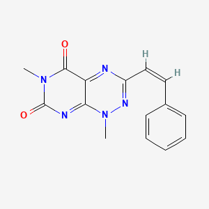 molecular formula C15H13N5O2 B12685112 Pyrimido(5,4-e)-1,2,4-triazine-5,7(1H,6H)-dione, 1,6-dimethyl-3-((Z)-2-phenylethenyl)- CAS No. 32502-17-3