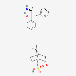 molecular formula C26H35NO5S B12685147 (2-Hydroxy-1-methyl-2,3-diphenylpropyl)ammonium (1S)-2-oxobornane-10-sulphonate CAS No. 61791-79-5