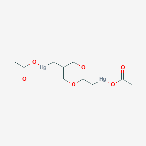 molecular formula C10H16Hg2O6 B12685157 acetyloxy-[[2-(acetyloxymercuriomethyl)-1,3-dioxan-5-yl]methyl]mercury CAS No. 84029-43-6