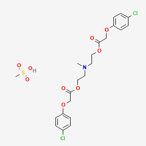 molecular formula C22H27Cl2NO9S B12685182 Bis(2-(2-(p-chlorophenoxy)-1-oxoethoxy)ethyl)methylammonium methanesulphonate CAS No. 80723-12-2