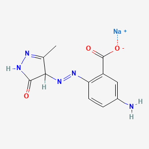 molecular formula C11H10N5NaO3 B12685192 Sodium 5-amino-2-((4,5-dihydro-3-methyl-5-oxo-1H-pyrazol-4-yl)azo)benzoate CAS No. 85720-93-0