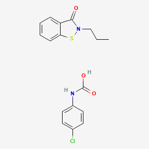 molecular formula C17H17ClN2O3S B12685250 (4-chlorophenyl)carbamic acid;2-propyl-1,2-benzothiazol-3-one CAS No. 199173-09-6