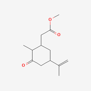 molecular formula C13H20O3 B12685292 Methyl 2-methyl-5-(1-methylvinyl)-3-oxocyclohexaneacetate CAS No. 95873-42-0