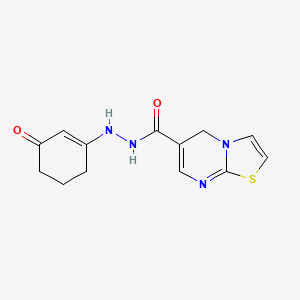 molecular formula C13H14N4O2S B12685330 5H-Thiazolo(3,2-a)pyrimidine-6-carboxylic acid, 2,3-dihydro-5-oxo-2-phenylhydrazide CAS No. 93501-52-1