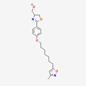 molecular formula C21H28N2O4 B12685371 4-Oxazolemethanol, 4,5-dihydro-2-(4-((7-(3-methyl-5-isoxazolyl)heptyl)oxy)phenyl)- CAS No. 98033-99-9