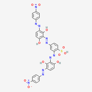 molecular formula C30H20N10O11S B12685390 2,4-Bis((2,6-dihydroxy-3-((4-nitrophenyl)azo)phenyl)azo)benzenesulphonic acid CAS No. 85959-46-2