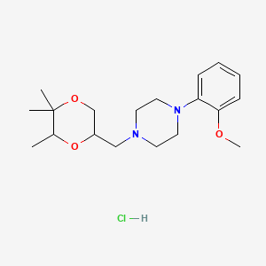 molecular formula C19H31ClN2O3 B12685467 Piperazine, 1-(2-methoxyphenyl)-4-((5,5,6-trimethyl-1,4-dioxan-2-yl)methyl)-, monohydrochloride CAS No. 97306-36-0