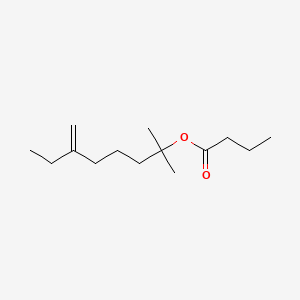 molecular formula C14H26O2 B12685491 1,1-Dimethyl-5-methyleneheptyl butyrate CAS No. 96846-67-2