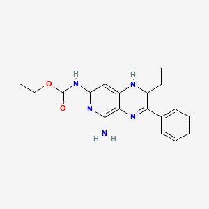 molecular formula C18H21N5O2 B12685532 ethyl N-(5-amino-2-ethyl-3-phenyl-1,2-dihydropyrido[3,4-b]pyrazin-7-yl)carbamate CAS No. 135696-47-8