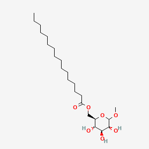 molecular formula C23H44O7 B12685678 D-Glucopyranoside methyl 6-palmitate CAS No. 82977-41-1