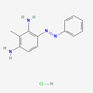 molecular formula C13H14N4.ClH<br>C13H15ClN4 B12685703 3-(Phenylazo)toluene-2,6-diamine monohydrochloride CAS No. 84434-39-9