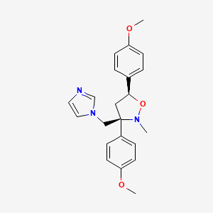 molecular formula C22H25N3O3 B12685758 cis-3,5-Bis(4-methoxyphenyl)-3-(1H-imidozol-1-ylmethyl)-2-methylisoxazoline CAS No. 113614-44-1