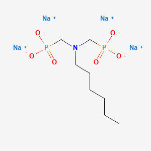 molecular formula C8H17NNa4O6P2 B12685765 Tetrasodium ((hexylimino)bis(methylene))bisphosphonate CAS No. 94199-76-5