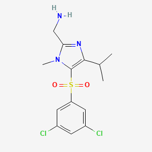 molecular formula C14H17Cl2N3O2S B12685907 1H-Imidazole-2-methanamine, 5-((3,5-dichlorophenyl)sulfonyl)-1-methyl-4-(1-methylethyl)- CAS No. 178980-04-6