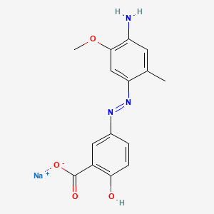 molecular formula C15H14N3NaO4 B12685970 5-((4-Amino-5-methoxy-2-tolyl)azo)salicylic acid, sodium salt CAS No. 85720-87-2