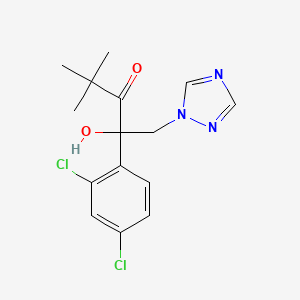 molecular formula C15H17Cl2N3O2 B12686018 3-Pentanone, 2-(2,4-dichlorophenyl)-2-hydroxy-4,4-dimethyl-1-(1H-1,2,4-triazol-1-yl)- CAS No. 107658-85-5