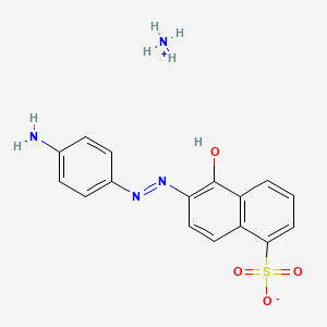 molecular formula C16H13N3O4S.H3N<br>C16H16N4O4S B12686064 Ammonium 6-((4-aminophenyl)azo)-5-hydroxynaphthalene-1-sulphonate CAS No. 83006-63-7