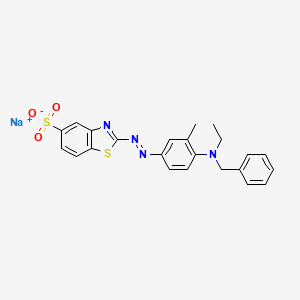 molecular formula C23H21N4NaO3S2 B12686113 Sodium 2-[[4-(benzylethylamino)-m-tolyl]azo]benzothiazole-5-sulphonate CAS No. 85098-61-9