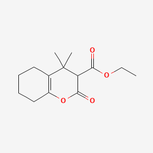 molecular formula C14H20O4 B12686124 Ethyl 3,4,5,6,7,8-hexahydro-4,4-dimethyl-2-oxo-2H-1-benzopyran-3-carboxylate CAS No. 94349-45-8