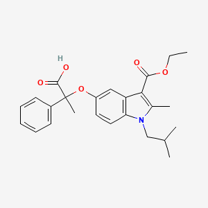 molecular formula C25H29NO5 B12686167 3-Ethyl 5-(1-carboxy-1-phenylethoxy)-1-isobutyl-2-methyl-1H-indole-3-carboxylate CAS No. 61793-29-1