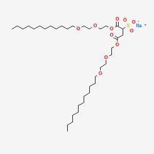 molecular formula C36H69NaO11S B12686204 Sodium 1,4-bis(2-(2-(dodecyloxy)ethoxy)ethyl) sulphonatosuccinate CAS No. 30817-14-2