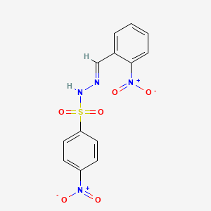 molecular formula C13H10N4O6S B12686208 4-(Hydroxy(oxido)amino)-N'-(2-(hydroxy(oxido)amino)benzylidene)benzenesulfonohydrazide CAS No. 6288-06-8
