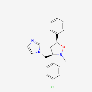 molecular formula C21H22ClN3O B12686233 3-(4-Chlorophenyl)-3-(1H-imidazol-1-ylmethyl)-2-methyl-5-(4-methylphenyl)isoxazolidine CAS No. 113614-56-5