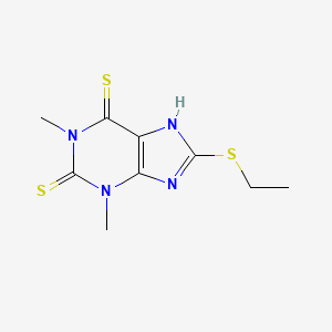 molecular formula C9H12N4S3 B12686259 8-(Ethylthio)-1,3-dimethyl-3,9-dihydro-1H-purine-2,6-dithione CAS No. 6508-29-8