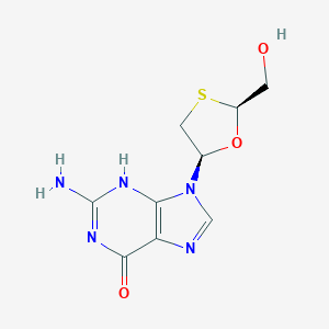 molecular formula C9H11N5O3S B126863 (-)-(2S,5R)-9-[2-(Hydroxymethyl)-1,3-oxathiolan-5-yl]guanine CAS No. 149819-75-0