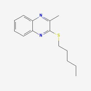 molecular formula C14H18N2S B12686320 Quinoxaline, 2-methyl-3-(pentylthio)- CAS No. 126808-33-1