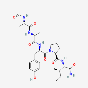 molecular formula C28H42N6O7 B12686336 L-Isoleucinamide, N-acetyl-L-alanyl-L-alanyl-D-tyrosyl-L-prolyl- CAS No. 133683-34-8