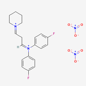 molecular formula C20H22F2N4O6 B12686389 1-(4,4-Bis(4-fluorophenyl)but-3-enyl)piperazinediylium dinitrate CAS No. 83898-27-5