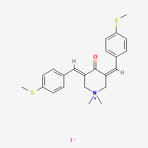 molecular formula C23H26INOS2 B12686404 1,1-Dimethyl-3,5-bis((4-(methylthio)phenyl)methylene)-4-oxo-piperidinium iodide CAS No. 142808-55-7