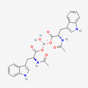 molecular formula C26H28AlN4O7 B12686431 Bis(N-acetyl-L-tryptophanato-O,ON)hydroxyaluminium CAS No. 94277-56-2