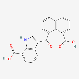 molecular formula C21H13NO5 B12686452 1H-Indole-7-carboxylic acid, 3-((8-carboxy-1-naphthalenyl)carbonyl)- CAS No. 195993-13-6