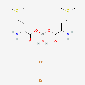 molecular formula C12H28AlBr2N2O5S2 B12686537 Bis((3-amino-3-carboxypropyl)dimethylsulphoniumato)hydroxyaluminium(2+) dibromide CAS No. 57874-19-8