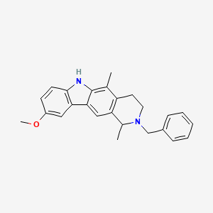 molecular formula C25H26N2O B12686609 2-Benzyl-2,3,4,6-tetrahydro-9-methoxy-1,5-dimethyl-1H-pyrido(4,3-b)carbazole CAS No. 93841-54-4