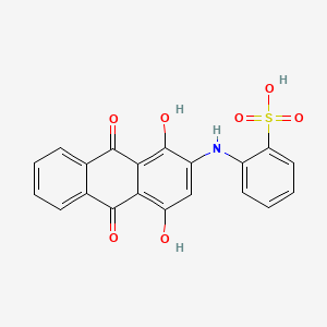 molecular formula C20H13NO7S B12686627 ((9,10-Dihydro-1,4-dihydroxy-9,10-dioxo-2-anthryl)amino)benzenesulphonic acid CAS No. 94087-00-0