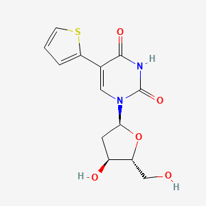 molecular formula C13H14N2O5S B12686950 1-(4-Hydroxy-5-hydroxymethyl-tetrahydro-furan-2-yl)-5-thiophen-2-yl-1H-pyrimidine-2,4-dione CAS No. 127235-63-6