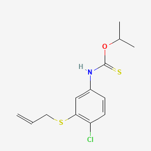 molecular formula C13H16ClNOS2 B12687022 Carbamothioic acid, (4-chloro-3-(2-propenylthio)phenyl)-, O-(1-methylethyl) ester CAS No. 165549-89-3