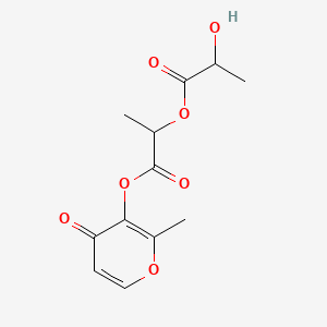 molecular formula C12H14O7 B12687230 1-Methyl-2-((2-methyl-4-oxo-4H-pyran-3-yl)oxy)-2-oxoethyl lactate CAS No. 94134-41-5