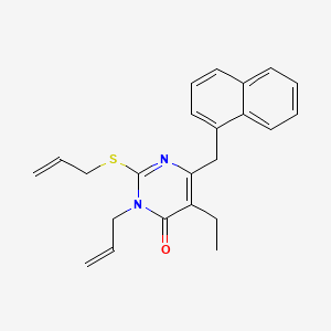 molecular formula C23H24N2OS B12687404 4(3H)-Pyrimidinone, 5-ethyl-6-(1-naphthalenylmethyl)-3-(2-propenyl)-2-(2-propenylthio)- CAS No. 199852-52-3
