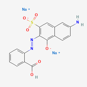 molecular formula C17H11N3Na2O6S B12687445 2-((6-Amino-1-hydroxy-3-sulpho-2-naphthyl)azo)benzoic acid, sodiumsalt CAS No. 83006-38-6