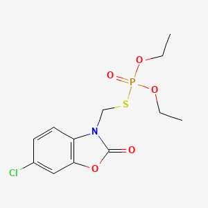 molecular formula C12H15ClNO5PS B12687473 Phosphorothioic acid, S-((6-chloro-2-oxo-3(2H)-benzoxazolyl)methyl) O,O-diethyl ester CAS No. 2275-06-1